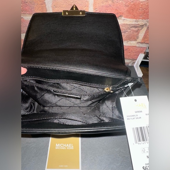 Michael Kors “Serena” Medium Flap Shoulder Bag – Black/Gold (NWT) - Picture 6 of 6